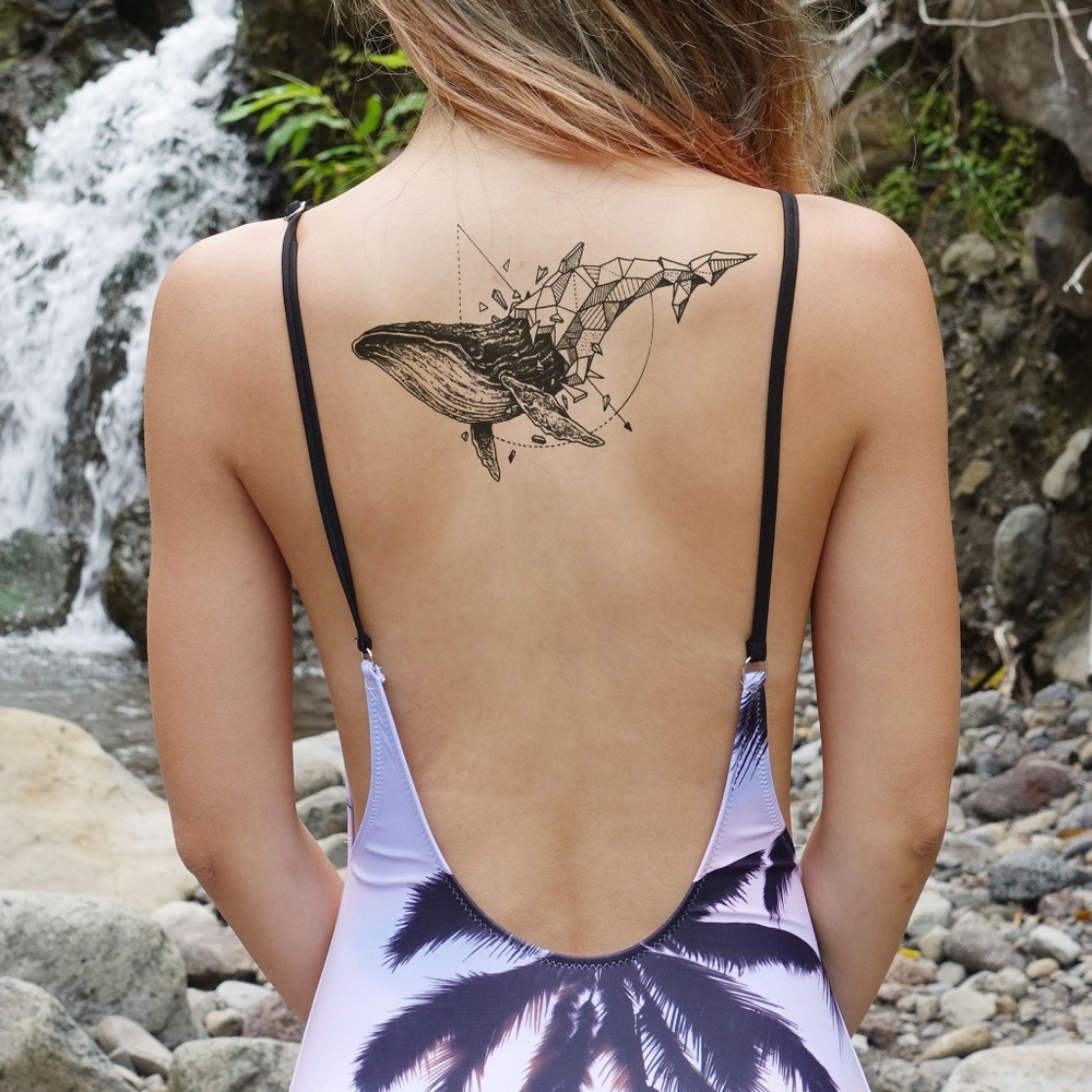 Super cool whale design temporary tattoo